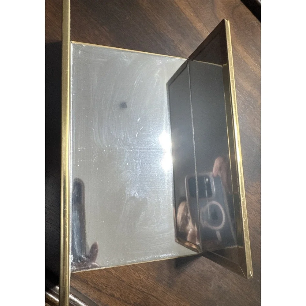 Vtg Brushed Gold Weave Hand Towel Napkin Tissue Holder Stylebuilt NYC Tray 8x2.5